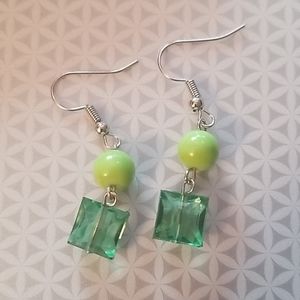 Green drop earrings